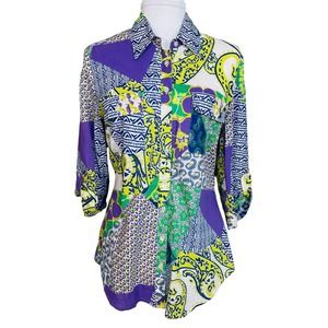 Peck & Peck Unique Funky Retro Vibes Button Down Shirt Size 8